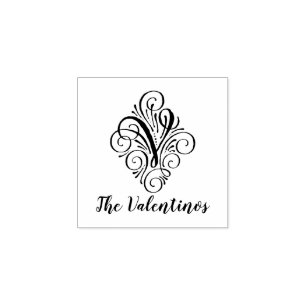 Letter V Initiaal Elegant Flourish Monogram Name Rubberstempel