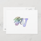 Letter V Initiaal Monogram Guardian Angel Alphabet Briefkaart (Voorkant / Achterkant)
