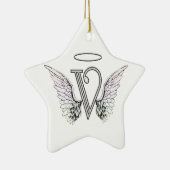 Letter V Initiaal Monogram met Angel Wings & Halo Keramisch Ornament (Rechts)