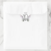 Letter V Initiaal Monogram met Angel Wings & Halo Ster Sticker (Tas)