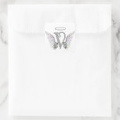 Letter V Initiaal Monogram met Angel Wings & Halo Vierkante Sticker (Tas)