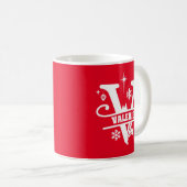 Letter V Kerstmonogram Initiaal Naam Rood Koffiemok (Voorkant rechts)