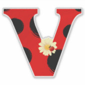 Letter V lieveheersbeestje Print met lieveheersbee Sticker (Voorkant)