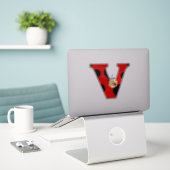 Letter V lieveheersbeestje Print met lieveheersbee Sticker (Laptop op bureau)