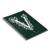 Letter V Linocut Botanische Monogram Notitieboek (Rechterzijde)