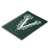 Letter V Linocut Botanische Monogram Notitieboek (Linkerzijde)