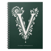 Letter V Linocut Botanische Monogram Notitieboek (Voorkant)