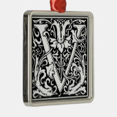 Letter V Medieval Monogram  Initiaal Metalen Ornament (Rechts)