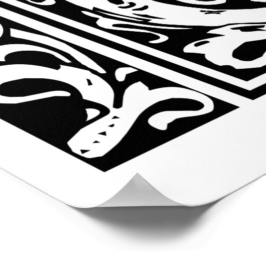 Letter V Medieval Monogram  Initiaal Poster (Hoek)