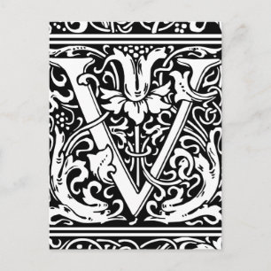 Letter V Middeleeuwse Monogram Art Nouveau Briefkaart