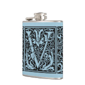 Letter V Middeleeuwse Monogram Art Nouveau Heupfles (Links)