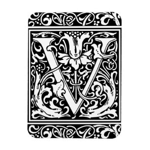 Letter V Middeleeuwse Monogram Art Nouveau Magneet