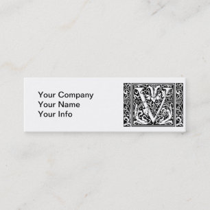Letter V Middeleeuwse Monogram Art Nouveau Mini Visitekaartje