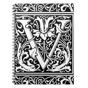 Letter V Middeleeuwse Monogram Art Nouveau Notitieboek