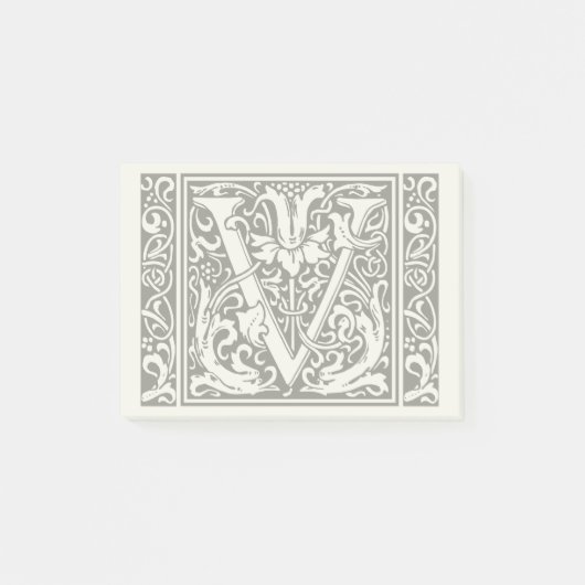 Letter V Middeleeuwse Monogram Art Nouveau Post-it® Notes (Voorkant)
