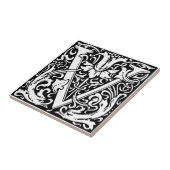 Letter V Middeleeuwse Monogram Art Nouveau Tegeltje (Zijkant)
