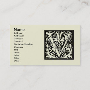 Letter V Middeleeuwse Monogram Art Nouveau Visitekaartje