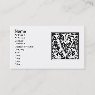 Letter V Middeleeuwse Monogram Art Nouveau Visitekaartje