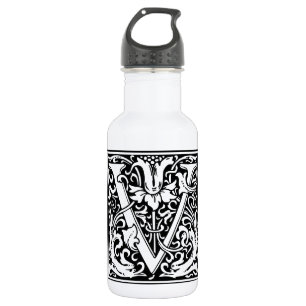 Letter V Middeleeuwse Monogram Art Nouveau Waterfles