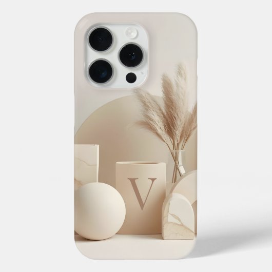 Letter V Minimal Monogram Hoesje – Esthetisch N (Achterkant)