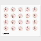 Letter V Monogram Blush Roze Waterverf Goud Chic Ronde Sticker (Vel)