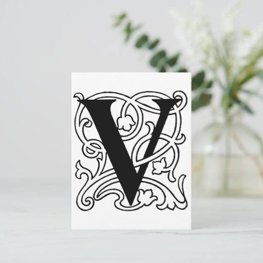 Letter V Monogram Briefkaart (Staand voorkant)