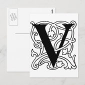 Letter V Monogram Briefkaart (Voorkant / Achterkant)