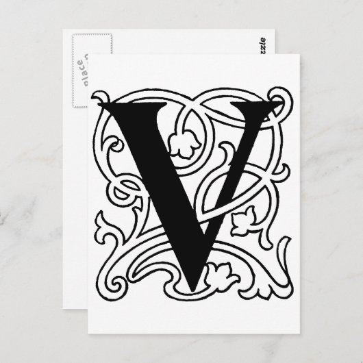 Letter V Monogram Briefkaart (Voorkant / Achterkant)