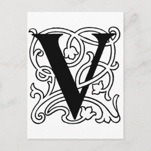Letter V Monogram Briefkaart