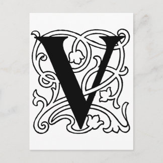 Letter V Monogram Briefkaart