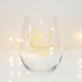 Letter V Monogram Bruidsmeisje Gift, Modern Elegan Wijnglas Zonder Voet
