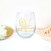 Letter V Monogram Bruidsmeisje Gift, Modern Elegan Wijnglas Zonder Voet