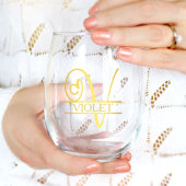 Letter V Monogram Bruidsmeisje Gift, Modern Elegan Wijnglas Zonder Voet