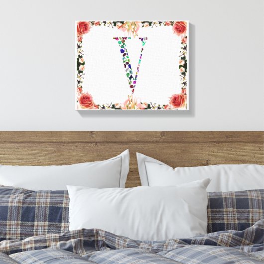 Letter V Monogram Canvas Afdruk (Insitu (Slaapkamer))