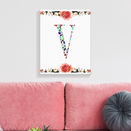 Letter V Monogram Canvas Afdruk (Insitu (Woonkamer))