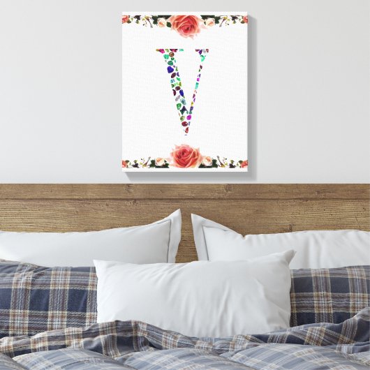 Letter V Monogram Canvas Afdruk (Insitu (Slaapkamer))