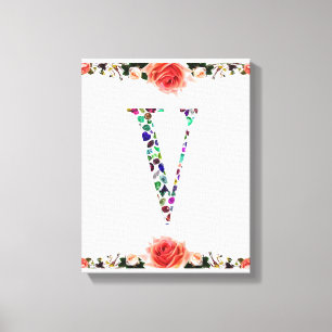 Letter V Monogram Canvas Afdruk