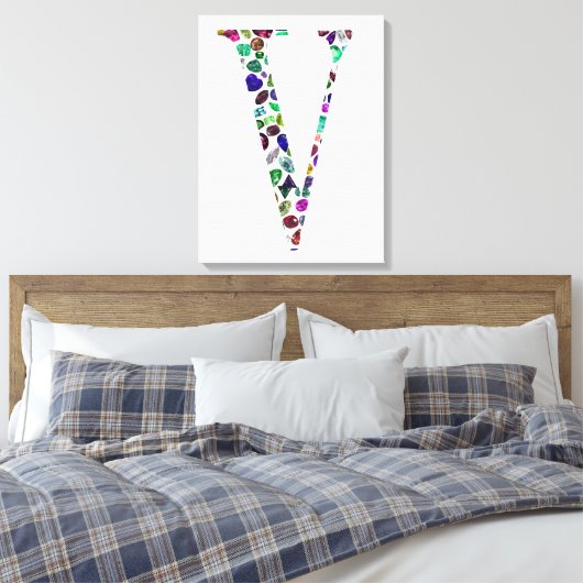 Letter V Monogram Canvas Afdruk (Insitu (Slaapkamer))