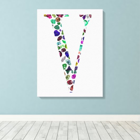 Letter V Monogram Canvas Afdruk (Insitu (Houten vloer))