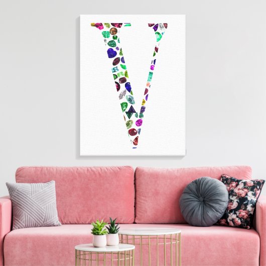 Letter V Monogram Canvas Afdruk (Insitu (Woonkamer))