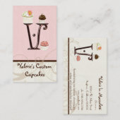 Letter V Monogram Dessert Bakkerij Visitekaartjes (Voorkant / Achterkant)