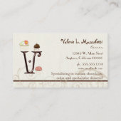 Letter V Monogram Dessert Bakkerij Visitekaartjes (Achterkant)