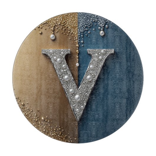 💎 Letter V Monogram Elegante Luxe Huisstijl ✨ Snijplank (Voorkant)