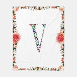 Letter V Monogram Fleece Deken