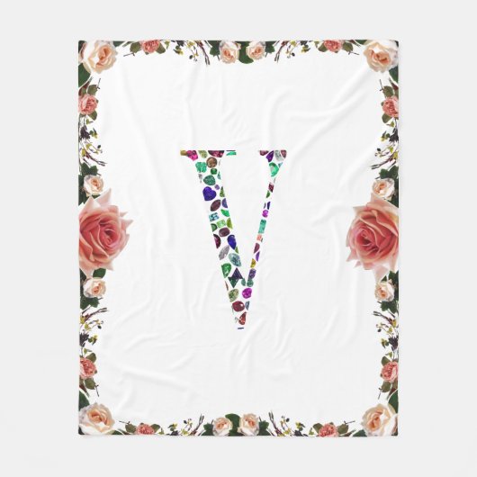 Letter V Monogram Fleece Deken (Voorkant)