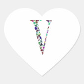 Letter V Monogram Hart Sticker (Voorkant)