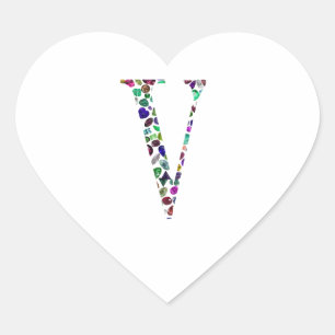 Letter V Monogram Hart Sticker