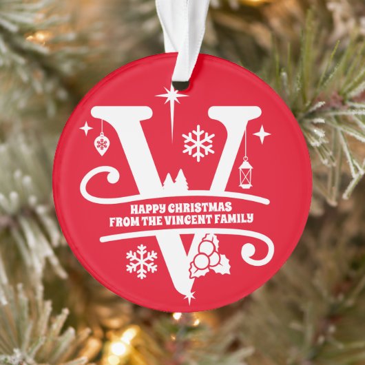 Letter V Monogram Initiaal Familienaam Greeting Ornament (Boom)