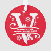 Letter V Monogram Initiaal Familienaam Greeting Ornament (achterkant)