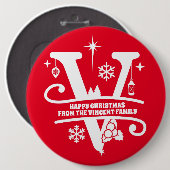 Letter V Monogram Initiaal Familienaam M Ronde Button 6,0 Cm (Voorkant /achterkant)